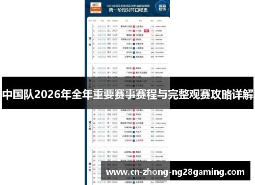 中国队2026年全年重要赛事赛程与完整观赛攻略详解 中国队2026年全年重要赛事赛程与完整观赛攻略详解